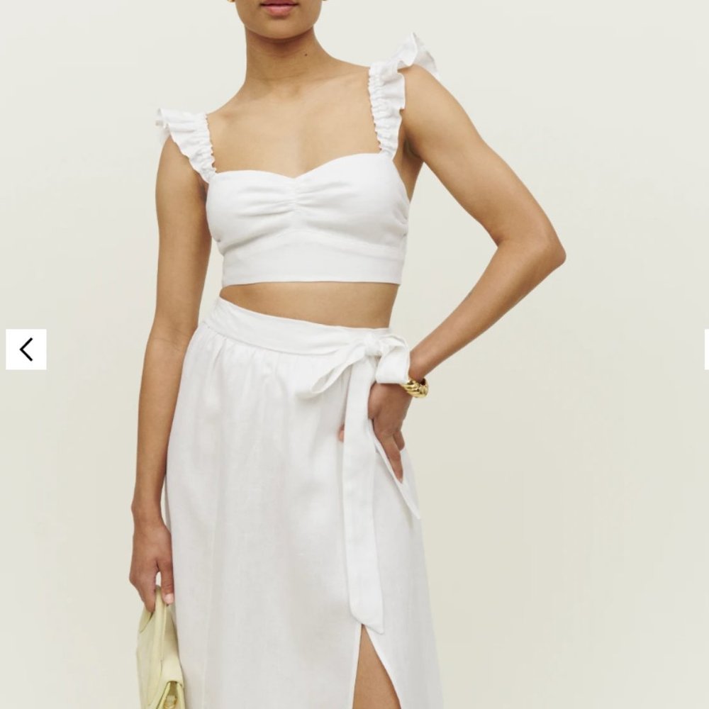 Reformation Pam Linen Two Piece white size 0 NWT New with tags